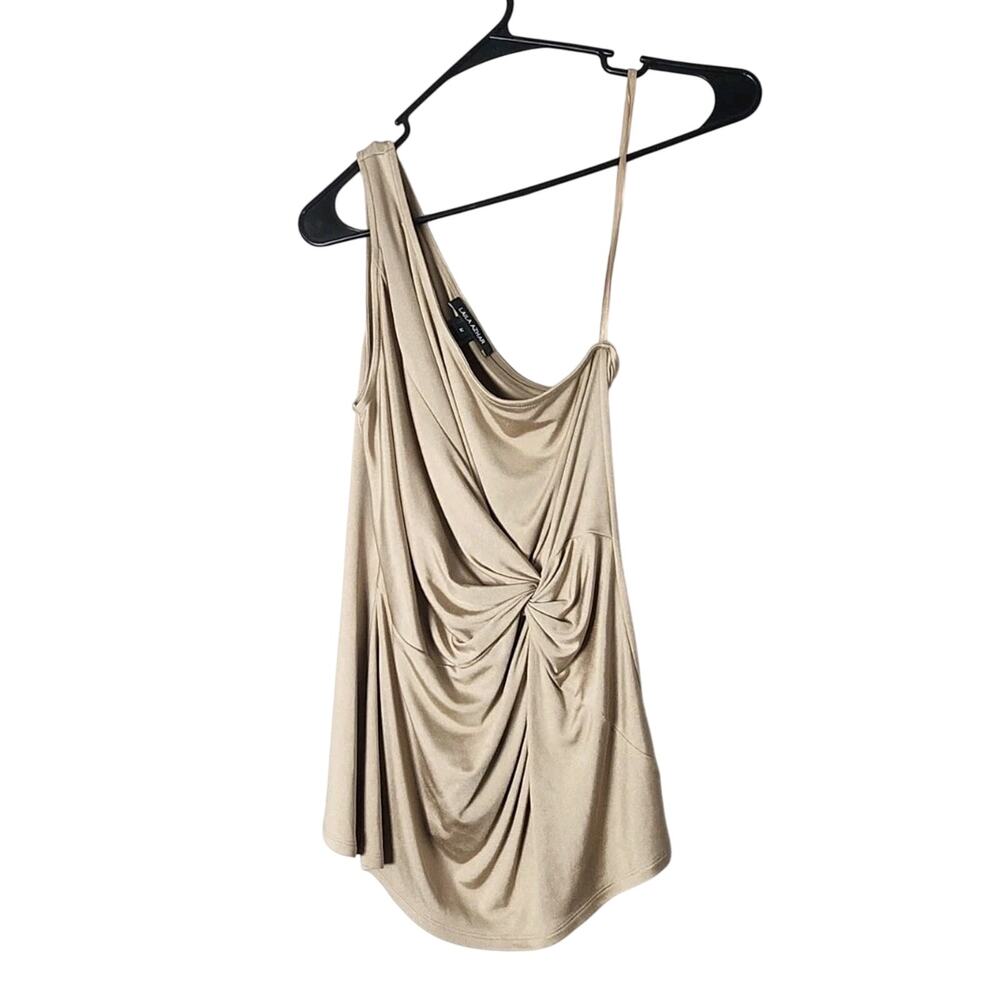 Laila Azhar One Shoulder Blouse Size Medium Gold Silk Sleeveless‎